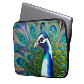 Weiß blau und grün Piebald Peacock Laptopschutzhülle (Vorderseite Links)