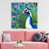 Weiß blau und grün Piebald Peacock Leinwanddruck (Insitu (Wohnzimmer))