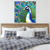 Weiß blau und grün Piebald Peacock Leinwanddruck (Insitu (Schlafzimmer))