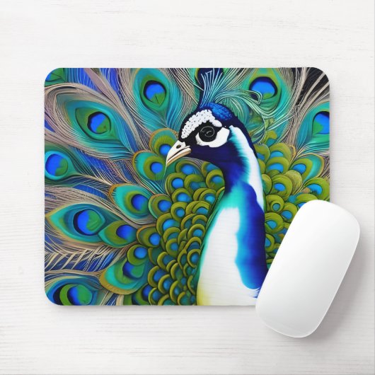 Weiß blau und grün Piebald Peacock Mousepad (Mit Mouse)