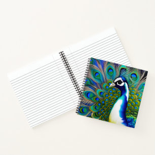 Weiß blau und grün Piebald Peacock Notizblock