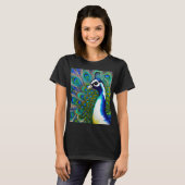 Weiß blau und grün Piebald Peacock T-Shirt (Vorne ganz)