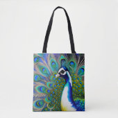 Weiß blau und grün Piebald Peacock Tasche (Vorderseite)