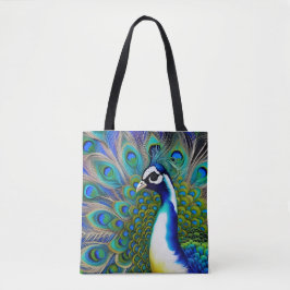 Weiß blau und grün Piebald Peacock Tasche