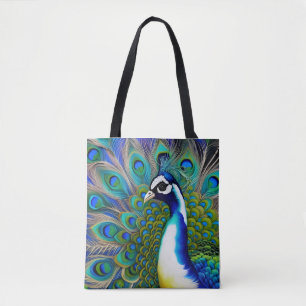 Weiß blau und grün Piebald Peacock Tasche