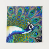 Weiß blau und grün Piebald Peacock Wandteppich (Vorderseite (Horizontal))
