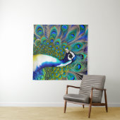 Weiß blau und grün Piebald Peacock Wandteppich (Beispiel (Horizontal))