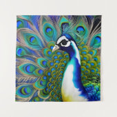 Weiß blau und grün Piebald Peacock Wandteppich (Vorderseite)