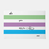 Weiß-Blau und mattengrünes Muster personalisiert Fußmatte (Vorderseite)