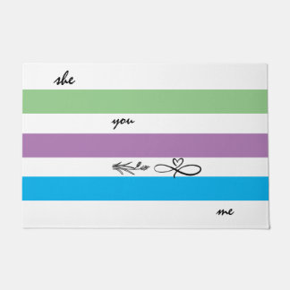 Weiß-Blau und mattengrünes Muster personalisiert Fußmatte