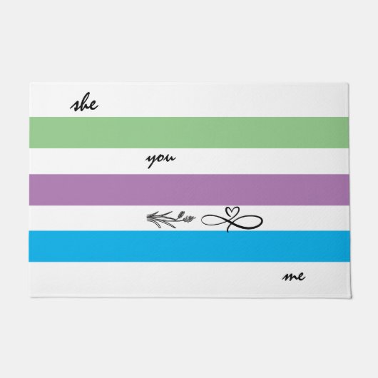 Weiß-Blau und mattengrünes Muster personalisiert Fußmatte (Vorderseite)