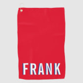 Weiß Blau und Rot, gebetteter Name Golfhandtuch (Vorderseite)