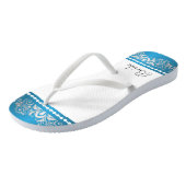 Weiß, Blau und Silber | Hochzeitsparty Badesandalen (Schrägansicht)