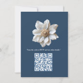 Weiß, blau, weiße Blume und goldene Etwas Einladung (Rückseite)