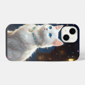 Weiß, blaue Augen Katze iPhone 14 Reißverschluss, iPhone Hülle (Rückseite (Horizontal))
