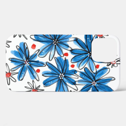 Weiß-blaue Blume Case-Mate iPhone Hülle (Rückseite (Horizontal))