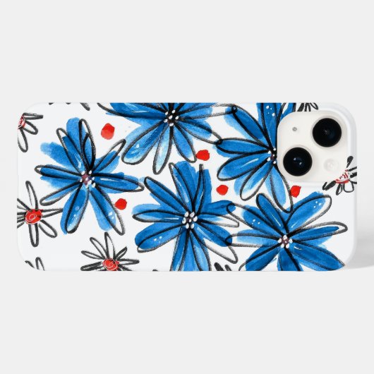 Weiß-blaue Blume Case-Mate iPhone Hülle (Rückseite (Horizontal))