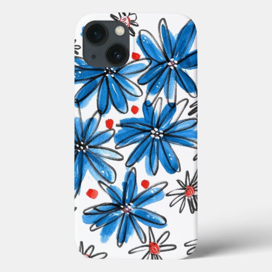 Weiß-blaue Blume Case-Mate iPhone Hülle (Rückseite)