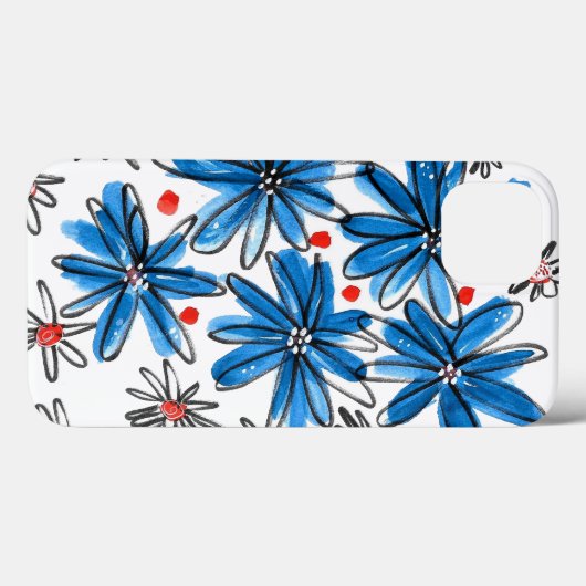 Weiß-blaue Blume Case-Mate iPhone Hülle (Rückseite (Horizontal))