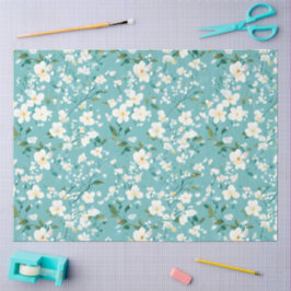 Weiß blaue Blume Elegante Dekoration Seidenpapier