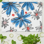 Weiß-blaue Blume Geschirrtuch (Gefaltet)