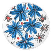 Weiß-blaue Blume Keramikknauf (Vorderseite)