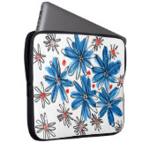 Weiß-blaue Blume Laptopschutzhülle (Vorne Rechts)