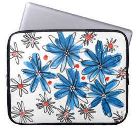 Weiß-blaue Blume Laptopschutzhülle