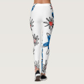 Weiß-blaue Blume Leggings (Rückseite)