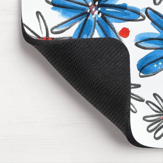 Weiß-blaue Blume Mousepad (Ecke)