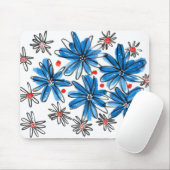 Weiß-blaue Blume Mousepad (Mit Mouse)
