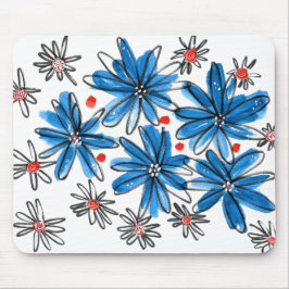 Weiß-blaue Blume Mousepad