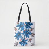 Weiß-blaue Blume Tasche (Vorderseite)