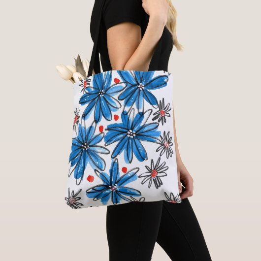 Weiß-blaue Blume Tasche (Von Nahem)