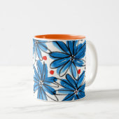 Weiß-blaue Blume Zweifarbige Tasse (VorderseiteRechts)