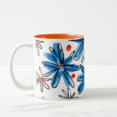 Weiß-blaue Blume Zweifarbige Tasse (Links)