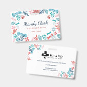 Weiß blaue Blütenblätter und Blattmuster Druckmust Ausweis (Vorder- & Rückseite)