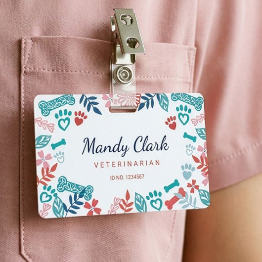 Weiß blaue Blütenblätter und Blattmuster Druckmust Ausweis