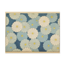Weiß-blaue japanische Blumengestaltung auf einer P