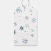 Weiß Blaue Schneeflocken Weihnachtsbaum Geschenkanhänger (Rückseite)