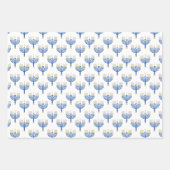 Weiß blaue und gelbe Mixed Hanukkah Muster Geschenkpapier Set (Vorderseite)