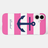 Weiß blaue und rosa Anker Aweigen Case-Mate iPhone Hülle (Rückseite (Horizontal))