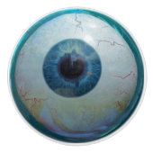 Weiß blaues Auge Creepy Eye Boy's Schlafzimmerdeko Keramikknauf (Vorderseite)