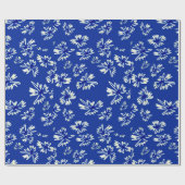 Weiß-blaues Blumenmuster Geschenkpapier (Flach)