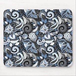 Weiß-blaues Paisleydruck-Muster Mousepad