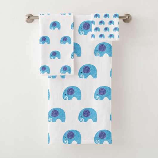WEISS BLUE ELEPHANT BADEZIMMER TOWEL SET (Insitu)