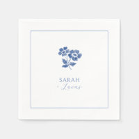 Weiß | Blue Floral gefaltet Danke Hochzeit