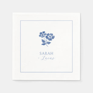 Weiß Blue Floral gefaltet Danke Hochzeit Serviette