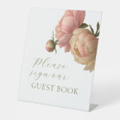 Weiß | Blush Rose Wedding Guest Book Sockelschild (Vorderseite)
