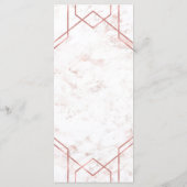 Weiß-Blütenmarmor und Rose-Gold-Hochzeitsmenü Menükarte (Rückseite)